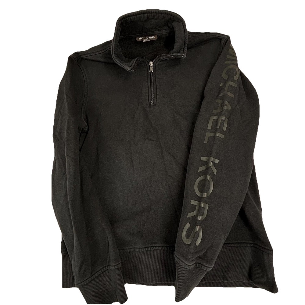 Michael Kors Sweater Mens Medium Quarter Zip Pullover Black‎ Casual